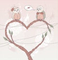 Valentine's day card. Cute bird in love.