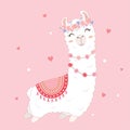 Valentine`s day card featuring a cute llama Royalty Free Stock Photo