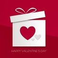 Valentine`s day card with gift box and heart