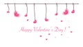 Valentine's Day card with hanging sweet hearts vector greeting card Royalty Free Stock Photo