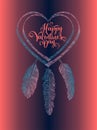 Valentine`s Day Card with hart dream-catcher.