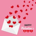 Valentine`s day card. Hearts coming out of an envelope Royalty Free Stock Photo