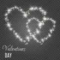 Valentine`s Day Card with Hearts. Lights and Blurs.