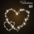 Valentine`s Day Card with Hearts. Lights and Blurs.