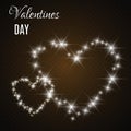 Valentine`s Day Card with Hearts. Lights and Blurs.