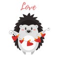 Valentine`s day card with hedgehog