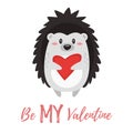 Valentine`s day card with hedgehog Royalty Free Stock Photo