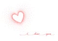 Valentine`s day card, i love you text, delicate heart isolated on a white background