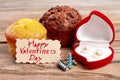 Valentine`s Day card and jewelry. Royalty Free Stock Photo