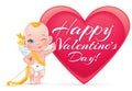 Valentine's day card with little baby Cupid