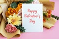 Valentine`s Day card with mixed flower bouquet