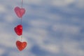 valentine\'s day card multicolored ice hearts in sunlight