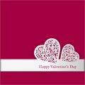 Valentine`s day card with paper ornate heart. Love romantic banner. February 14. 3d greeting poster Royalty Free Stock Photo