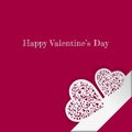 Valentine`s day card with paper ornate heart. Love romantic banner. February 14. 3d greeting poster Royalty Free Stock Photo