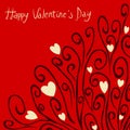 Valentine`s Day Card With Swirls and Hearts Royalty Free Stock Photo