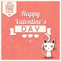 Valentines day card with typographic message and a kitten, vect Royalty Free Stock Photo