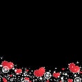 Shining red heart Valentine`s day card in black background Royalty Free Stock Photo