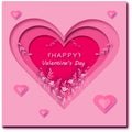 Valentine`s day card,  illustration Paper cut style Royalty Free Stock Photo