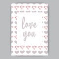 Valentine`s day card white with hearts Royalty Free Stock Photo