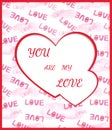 Valentine`s Day card. You are my Love. Watercolor postcard. Web banner, declaration of love.