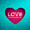Valentine's day cards with Polygon Heart.Abstract love vector