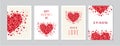 Valentine`s Day cards set with hand drawn hearts design. Doodles and sketches vector vintage illustrations, DIN A6