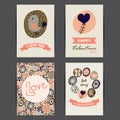 Valentine's day cards set