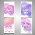 Valentine`s Day cards with watercolor designs