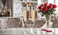 Valentine\'s Day champagne glasses on romantic table