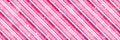 Valentines day Christmas candy cane red and pink diagonal stripes print banner background, shiny and glitter lines seamless Royalty Free Stock Photo