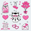 Valentine\'s Day clipart collection of cat jar hearts cake letter