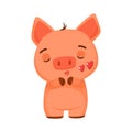 Valentine`s day clipart. Cute little piggy in love blows a kiss. Declaration of love.