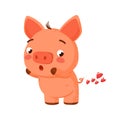 Valentine`s day clipart. Cute pig farts with hearts.