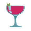 Valentine s Day cocktail with strawberries. Glass icon. Vector illustration.