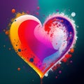 Valentine's day colourful heart with beautiful colour background