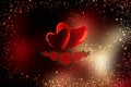 Valentine`s day concept background with hearts on Bokeh. Royalty Free Stock Photo