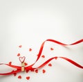 Love decor elements.composition with ribbon and hearts