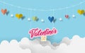Valentine`s day concept.love Invitation card abstract background with text valentine day ,clouds.Vector illustration.Paper and cr Royalty Free Stock Photo