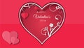 Valentine`s day concept with red pink paper hearts hanging on tree branch,floral paper, Paper cut style, Vector symbols of love, Royalty Free Stock Photo