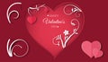 Valentine`s day concept with red pink paper hearts hanging on tree branch,floral paper, Paper cut style, Vector symbols of love, Royalty Free Stock Photo