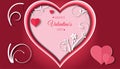 Valentine`s day concept with red pink paper hearts hanging on tree branch,floral paper, Paper cut style, Vector symbols of love, Royalty Free Stock Photo