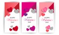 Valentine`s day concept. Vector illustration of red and pink 3d paper hearts, love banners and greeting cards Royalty Free Stock Photo