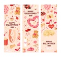 Valentine's day concept. Vertical banners with cute love symbols Royalty Free Stock Photo