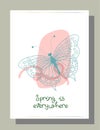 Hi spring. Valentine`s day congratulation. Modern trendy valentine`s day card. Romantic poster