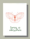 Hi spring. Valentine`s day congratulation. Modern trendy valentine`s day card. Romantic poster