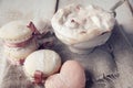 Valentine's Day Cupcake with cup of Cappuccino Coffe.