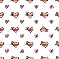 Valentine`s day cute seamless pattern with hand drawn watercolor hearts Royalty Free Stock Photo