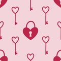 Valentine's Day cute seamless pattern with keys and padlocks. Royalty Free Stock Photo