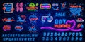 Valentine`s day. 3d neon sign. Realistic neon sign. Love day banner, logo, emblem and label. Bright signboard, light banner