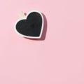 Valentine`s Day. Decorative clothespin as heart on a pink background. Concept. Copy space. Royalty Free Stock Photo